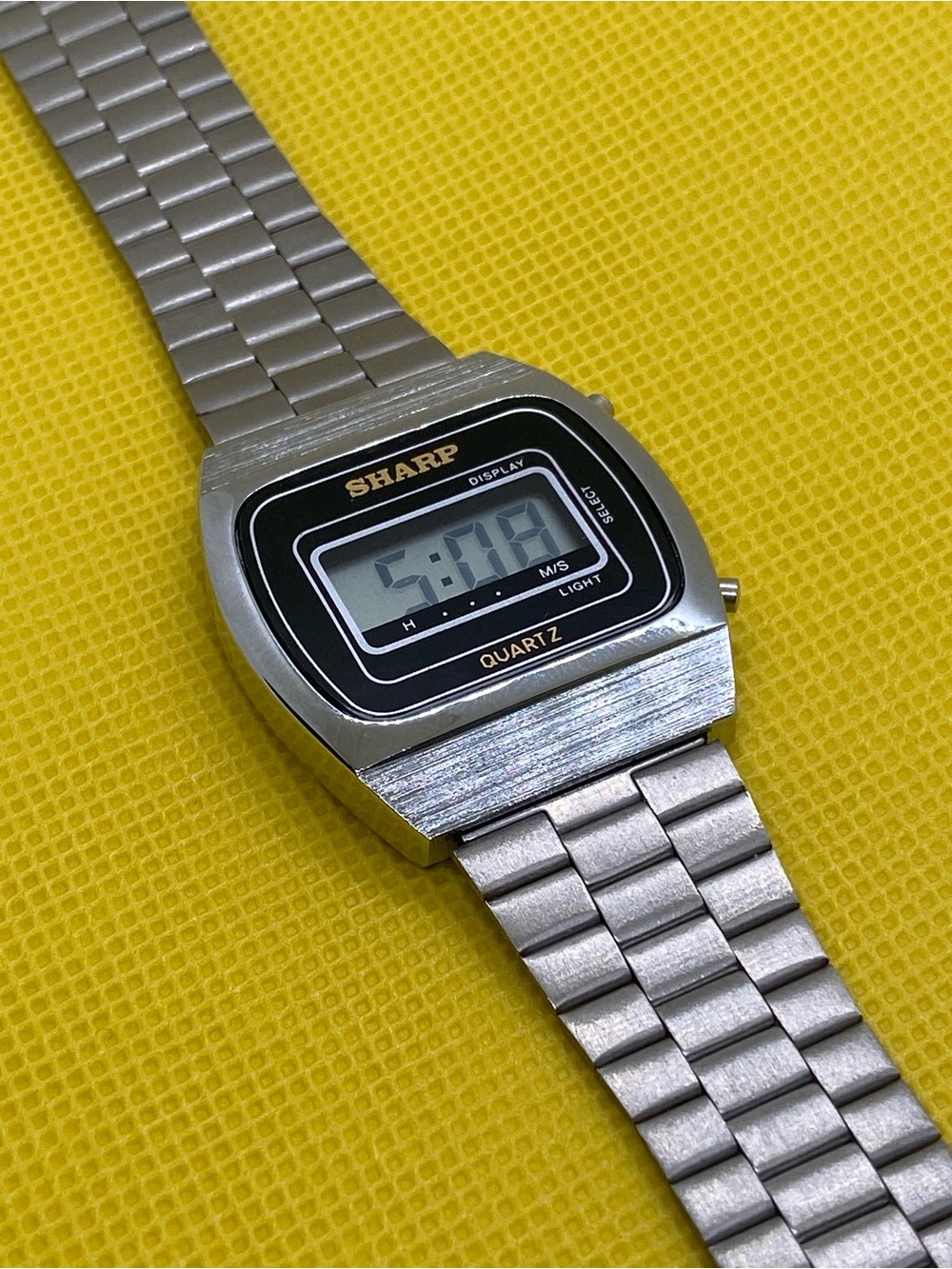 SHARP Silver Digital Quartz Men's Watch - Stainless Steel Bracelet